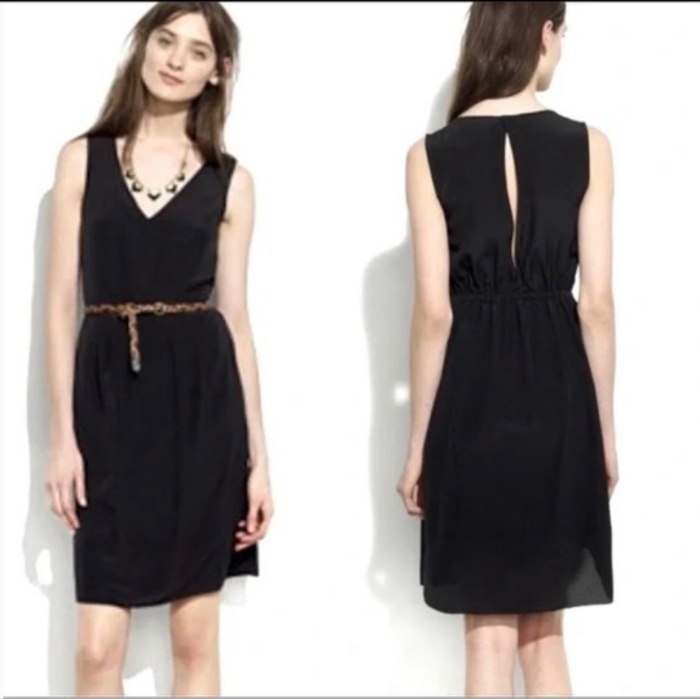Madewell Black V-Neck Midi Dress
